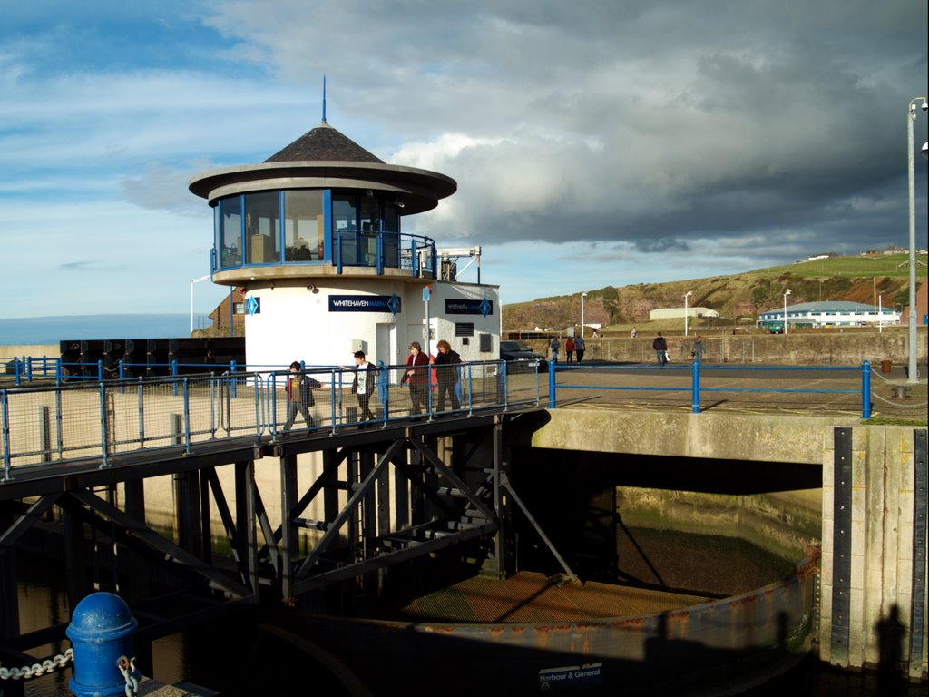 Marina gate control room and inner gate. Whitehaven, Cumbria
