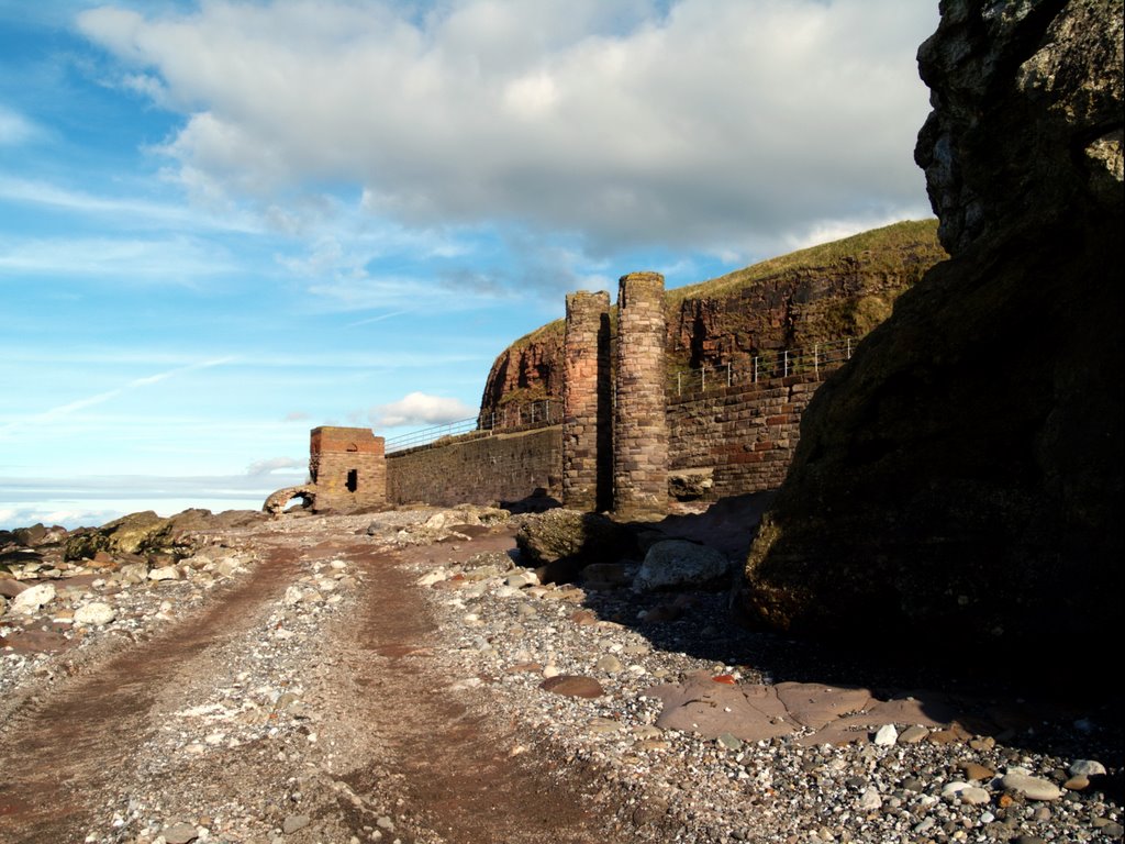 Structures on shore-line below Bransty cliffs. Whitehaven, Cumbria