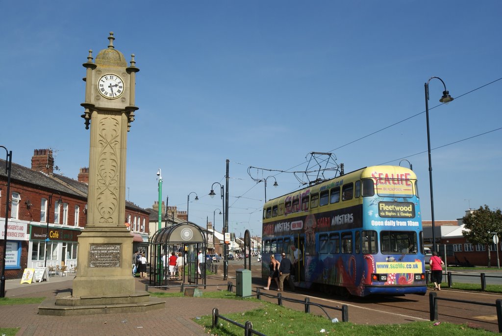 Clock Tower And Tram In Fleetwood