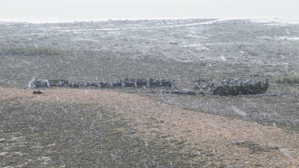 Old boat in the snow