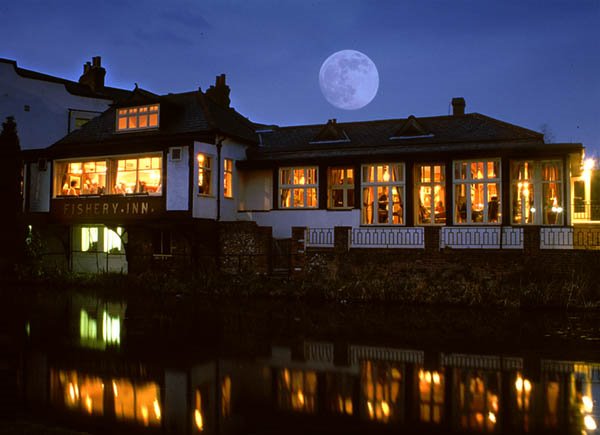 Fishery Inn with Full Moon