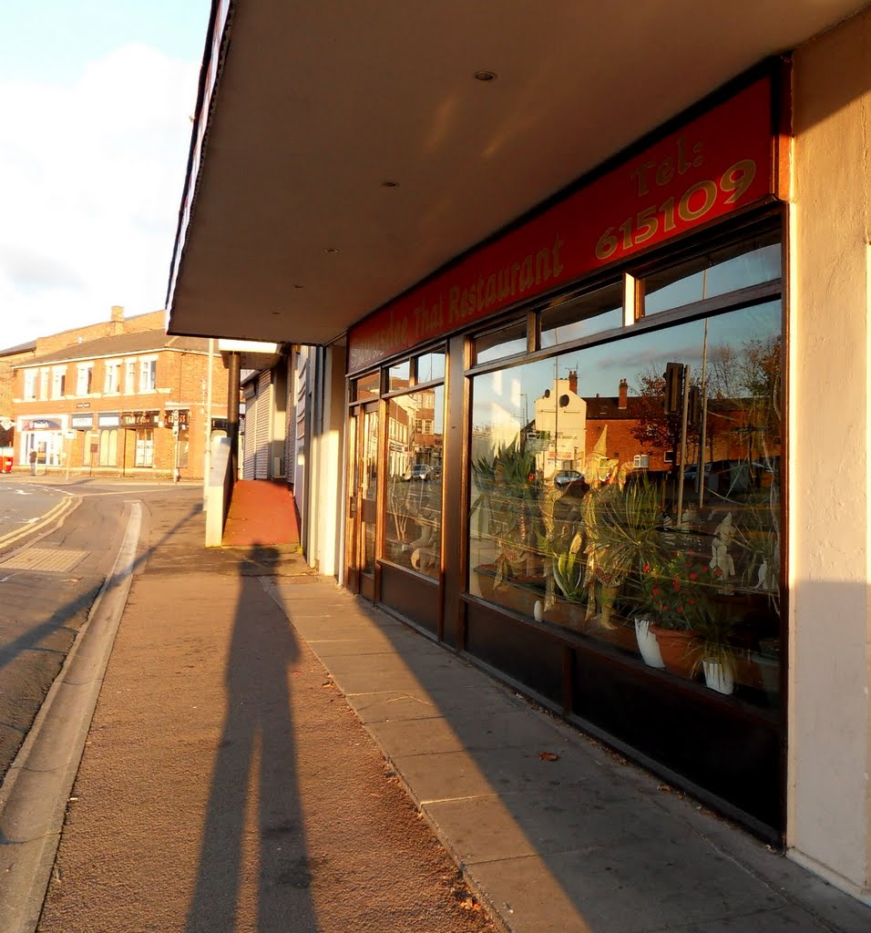 Shadowman on reflection will pop in for a Thai meal, at Hinckley.