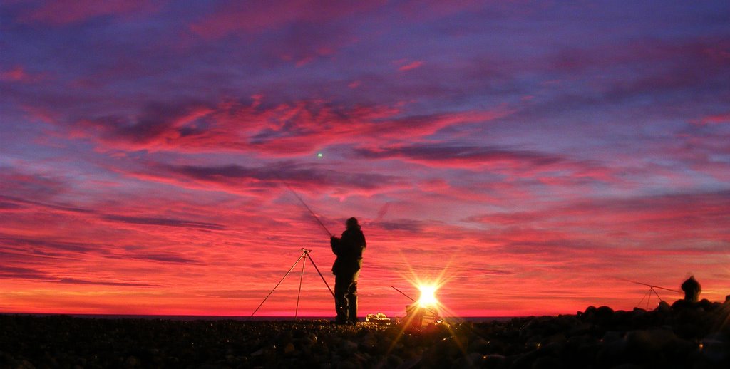 Fishing crimson sky
