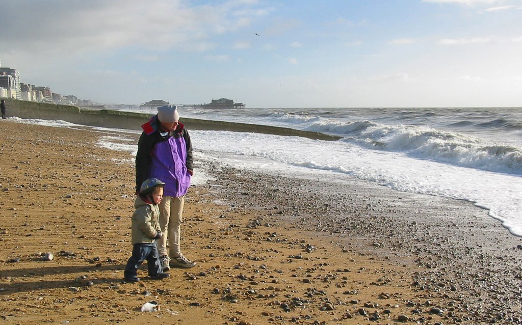 Brighton & Hove, Sussex, UK -  beach in winter