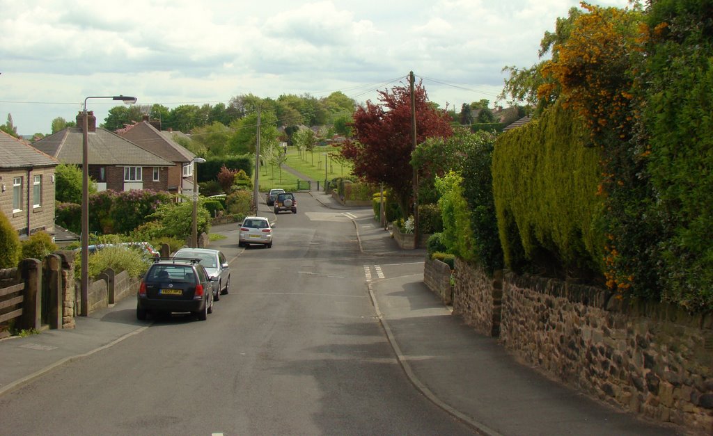 Looking along School Lane towards Brook Lane and the recreation ground, Grenoside, Sheffield S35
