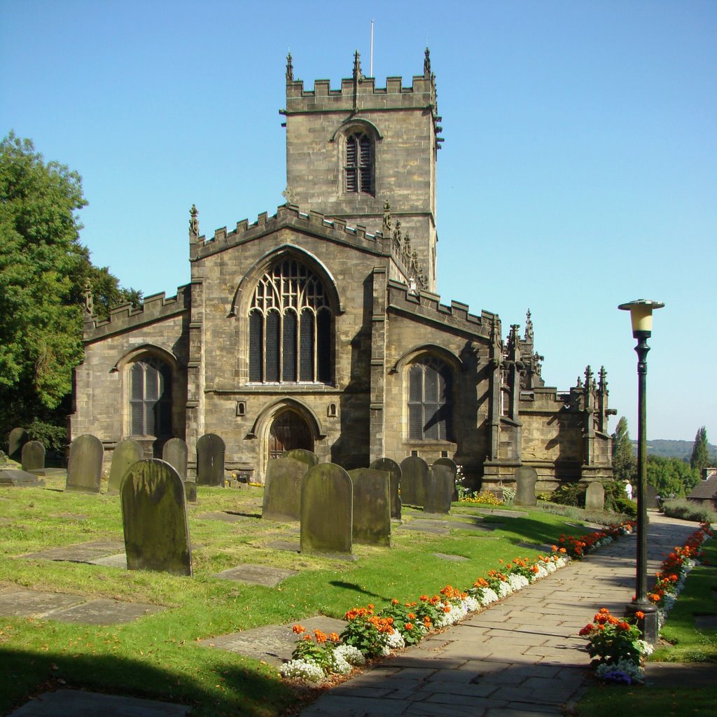 St. Marys church, Ecclesfield under clear blue skies, Sheffield S35
