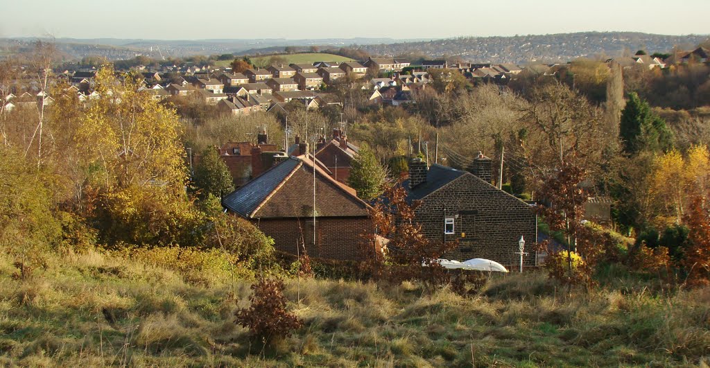 Panorama of Springwood Lane houses in High Green looking towards Chapeltown, Sheffield S35