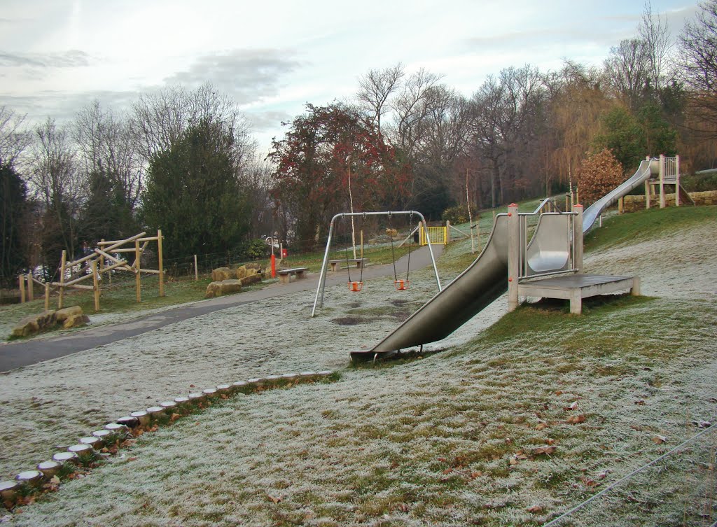 Frosty playground in Chapeltown Park, Sheffield S35