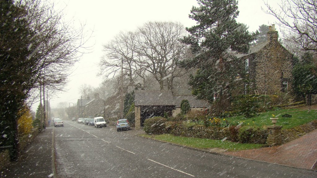 Snow shower over Hallwood Road, Burncross, Sheffield S35