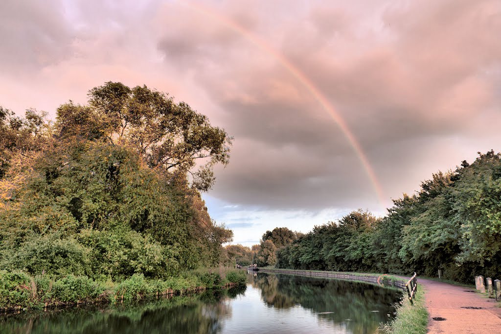 Rainbow over river - HDR