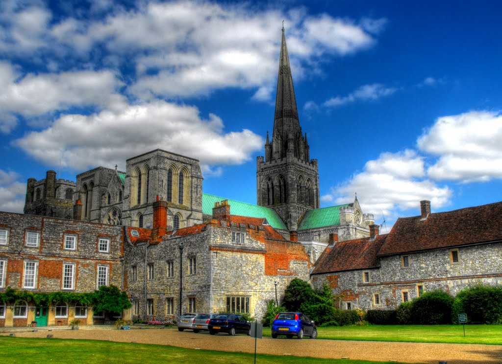 Chichester Cathedral from Front of Bishops Palace.