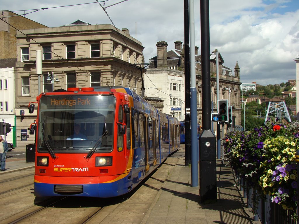Supertram on Commercial Street, Sheffield S1