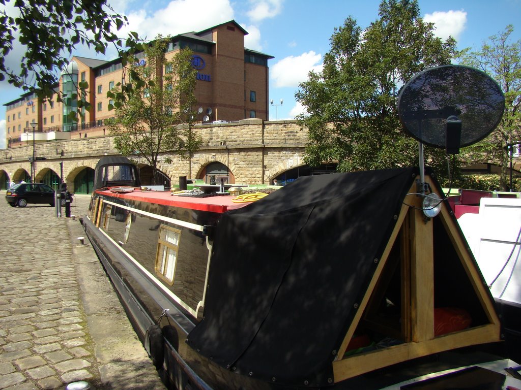 Canal barge and Hilton Hotel, Victoria Quays, Sheffield S2
