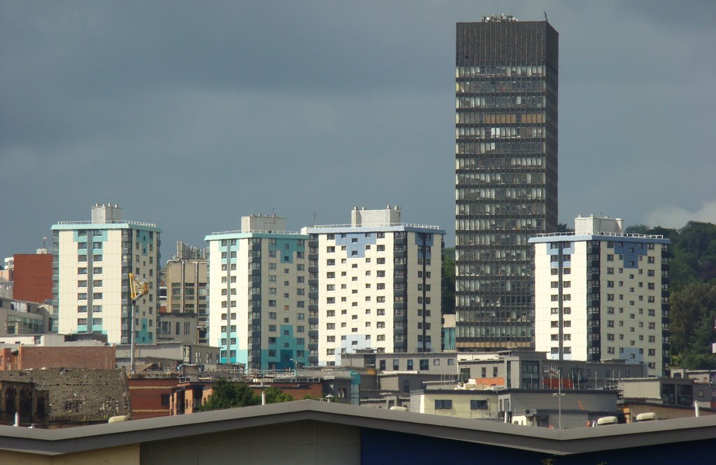 Netherthorpe high rise and University of Sheffield Arts Tower from the Wicker Arches, Sheffield S3/S10