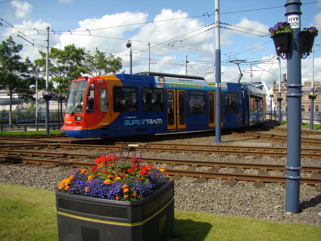 Halfway bound Supertram at Park Square, Sheffield S2/S1