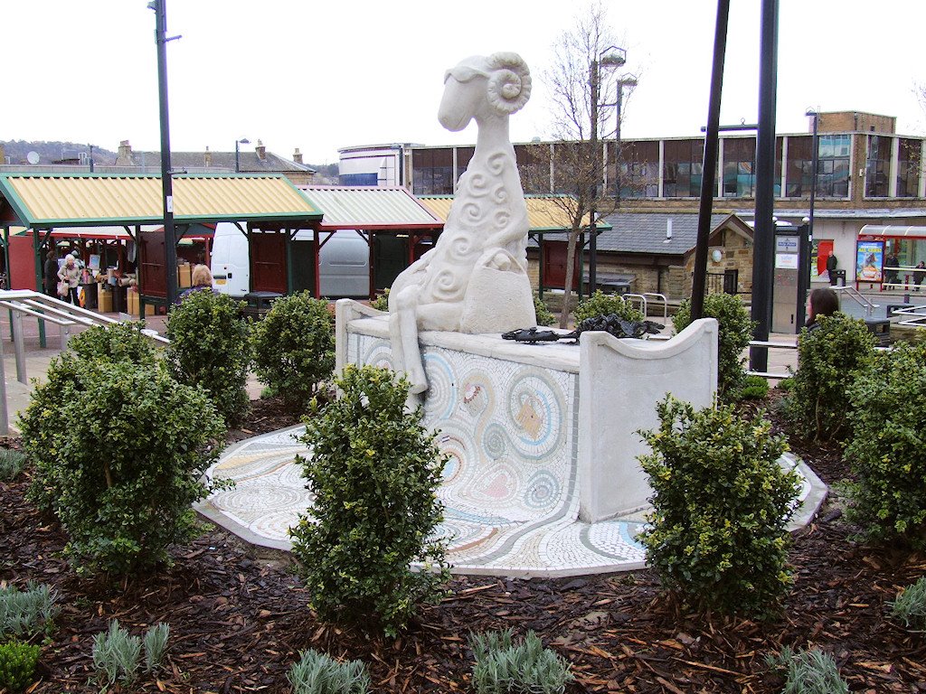 The new "Shipley Shopper" sculpture in Shipley market place