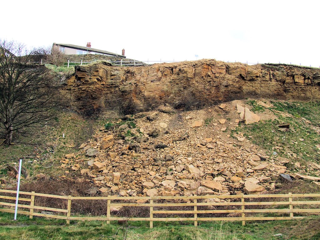 Rock fall at Wrose Hill upper quarry