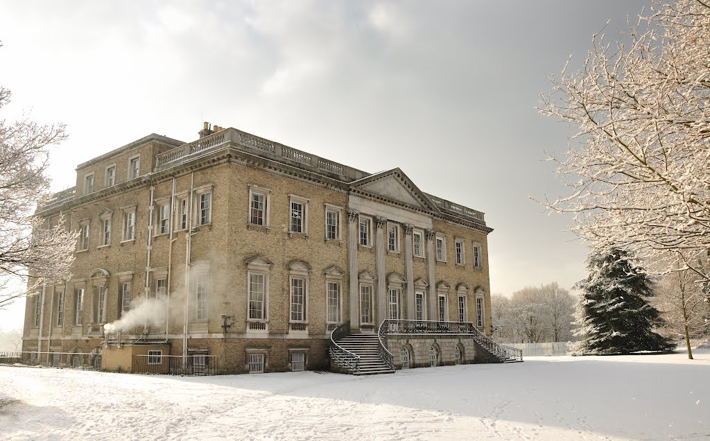 Claremont Mansion in the January snow