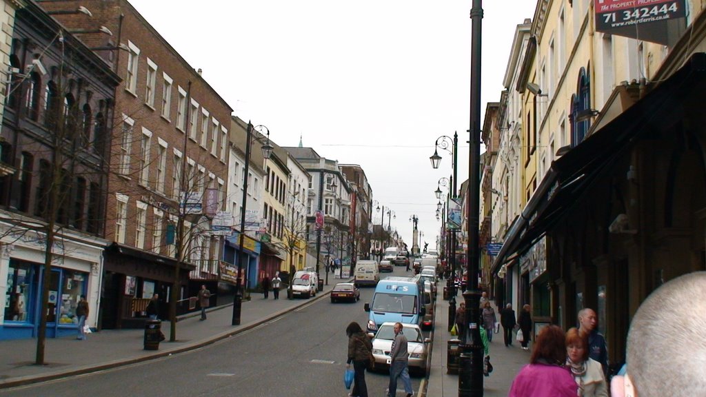 Up hill,shipquay street,Derry city.Ireland..Febuary 2009.