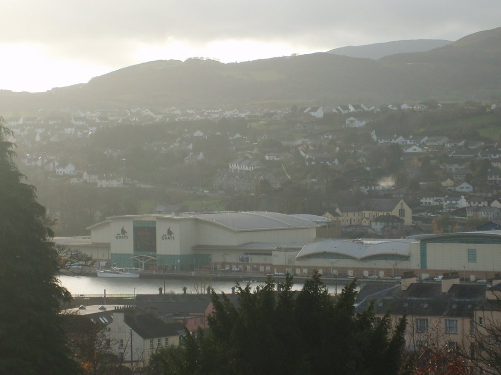 View of Albert Basin and the Quays shopping center from Abbey Heights Newry.