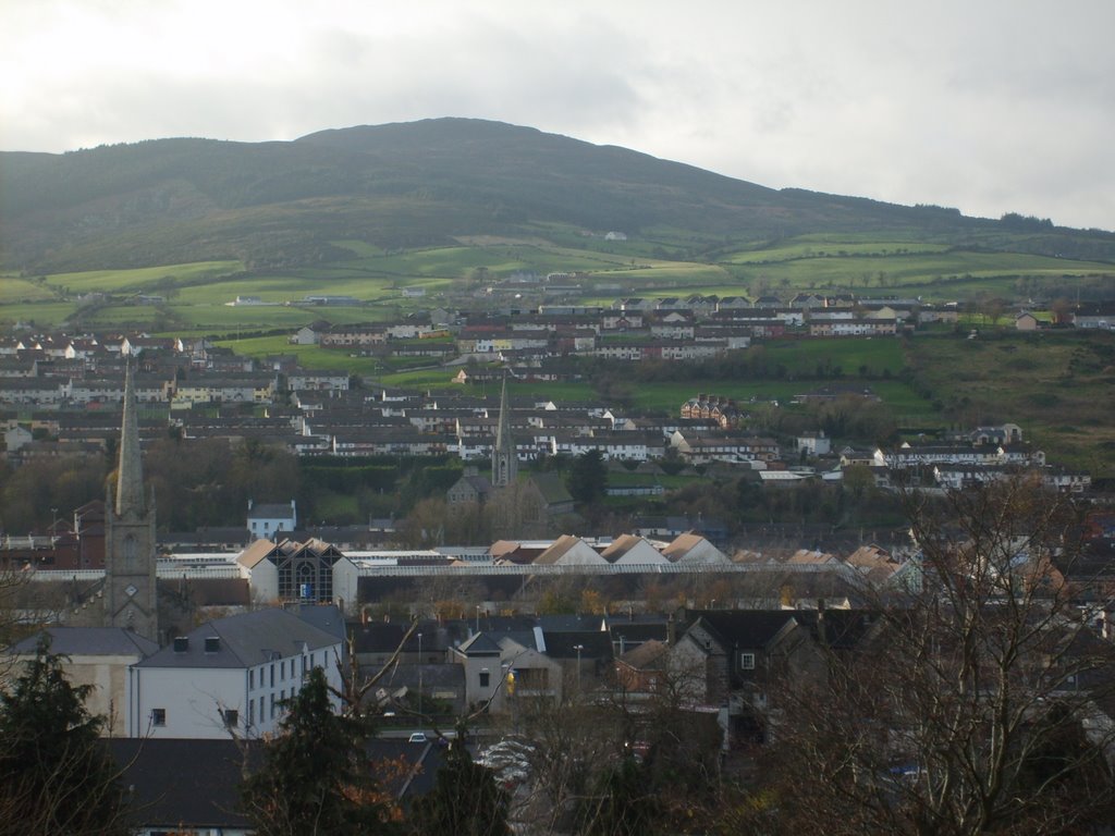 Butter crane Shopping Centre and Barcroft Park from Abbey Heights  Newry .