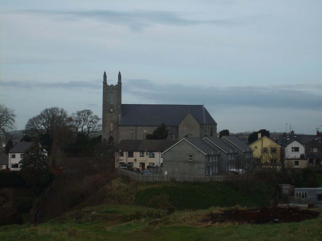 St Patricks Church from the top of the Rocks Newry.