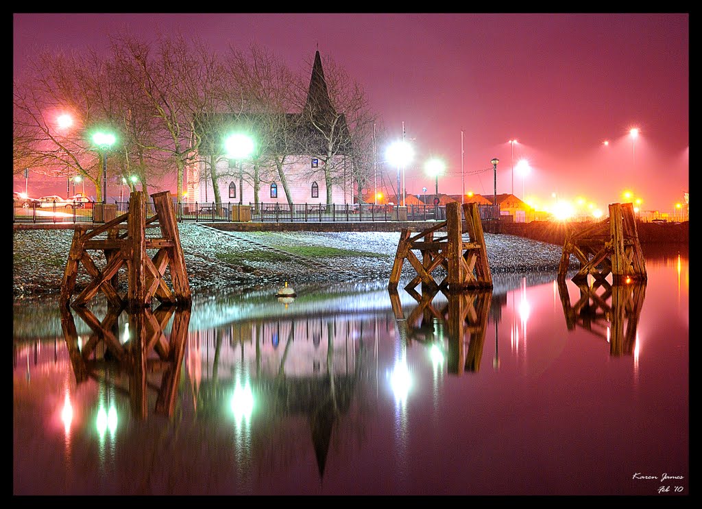 Misty Glow around Norwegian Church   (Cardiff Bay)