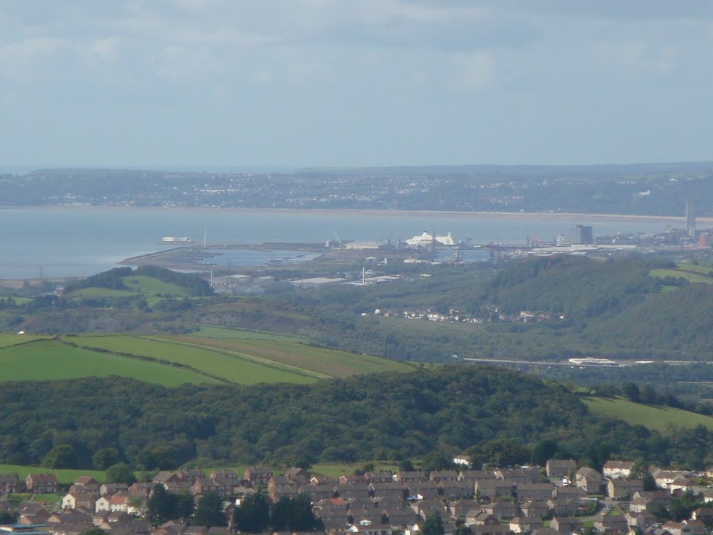 Swansea Bay, Julia Ferry at docks and Cimla in fore ground