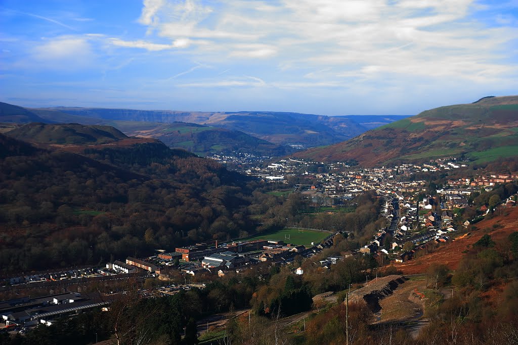 Penrhys looking up Rhondda Fawr Valley