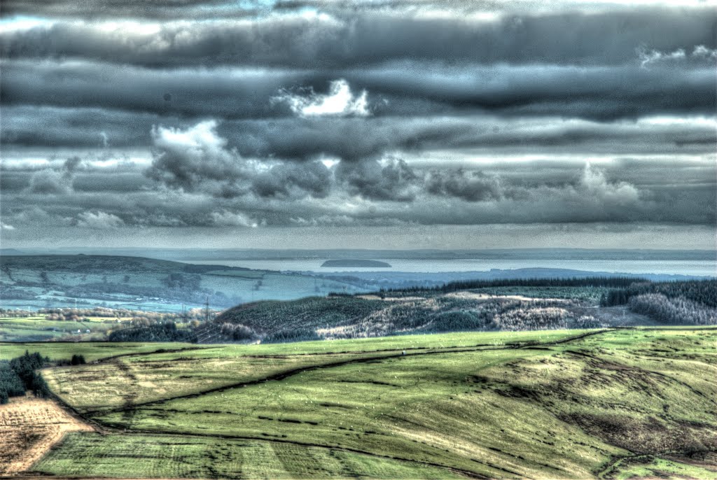 Flat holm Island from Planted Slag Heap above Tylorstown