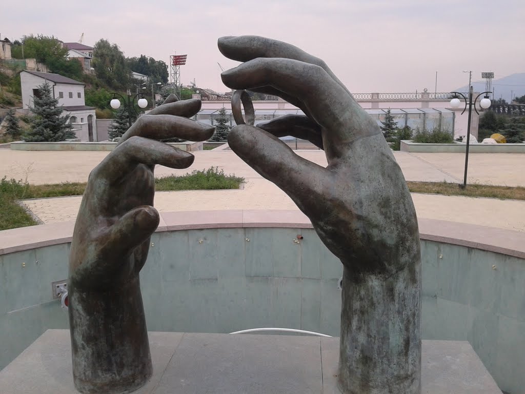 Hands  statue near main stadium of Stepanakert,aug2011