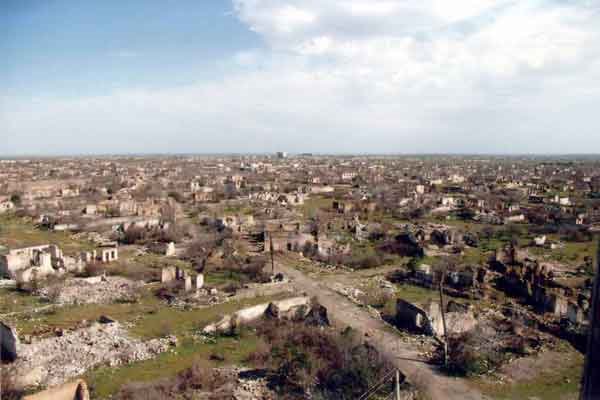 Ruins Aghdam town of Azerbaijan Republic after armenian occupation