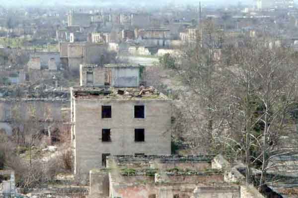 Ruins Aghdam town of Azerbaijan Republic after occupation