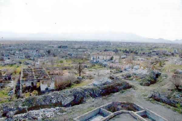Ruins Aghdam town of Azerbaijan Republic after occupation