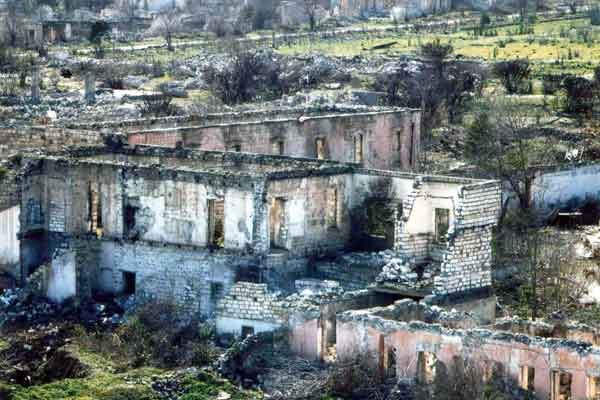 Ruins Aghdam town of Azerbaijan Republic after occupation