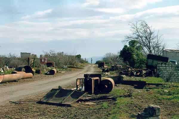 Ruins Aghdam town of Azerbaijan Republic after occupation