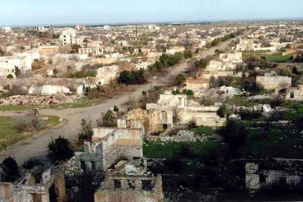 Ruins Aghdam town of Azerbaijan Republic after occupation