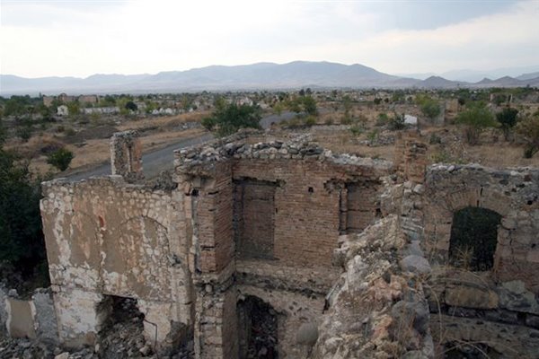 Ruins Aghdam town of Azerbaijan Republic after occupation