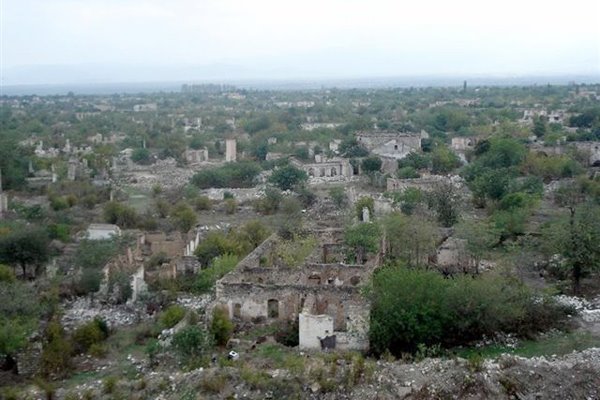 Ruins Aghdam town of Azerbaijan Republic after occupation