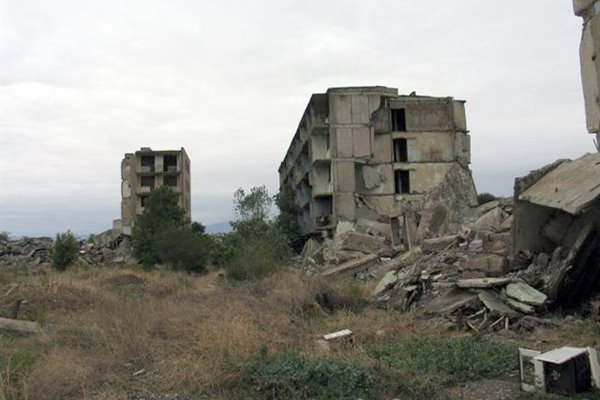 Ruins Aghdam town of Azerbaijan Republic after occupation