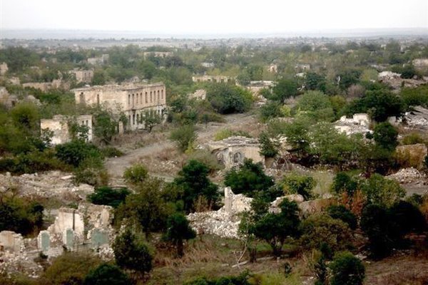 Ruins Aghdam town of Azerbaijan Republic after occupation