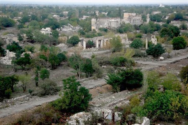 Ruins Aghdam town of Azerbaijan Republic after occupation