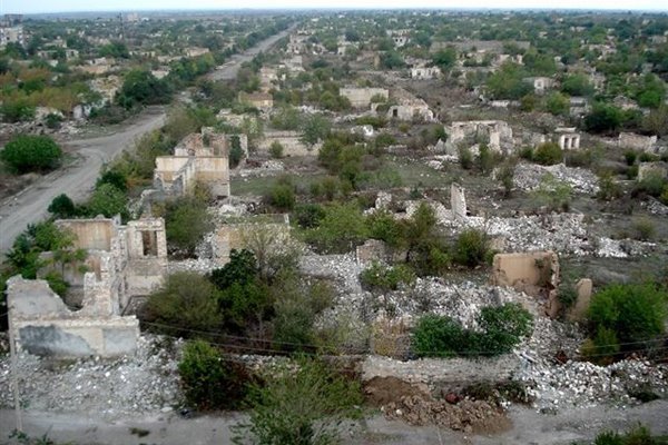 Ruins Aghdam town of Azerbaijan Republic after occupation