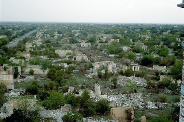 Ruins Aghdam town of Azerbaijan Republic after occupation