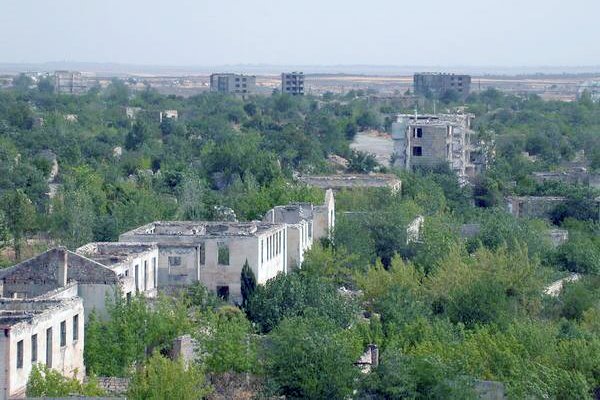 Ruins Aghdam town of Azerbaijan Republic after occupation