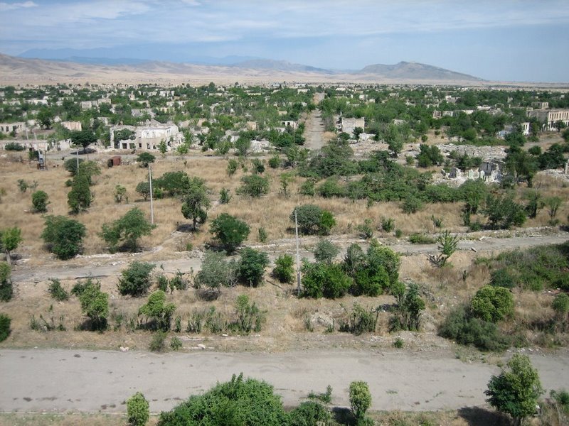Ruins Aghdam town of Azerbaijan Republic after occupation