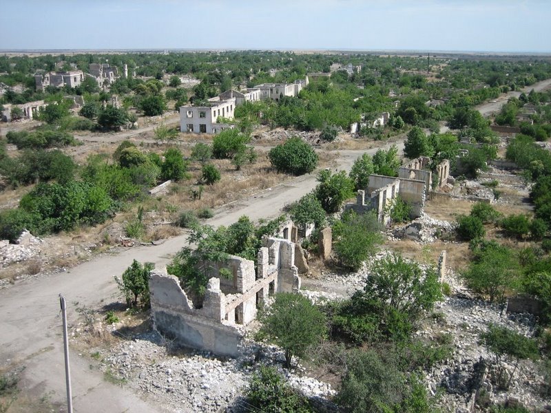 Ruins Aghdam town of Azerbaijan Republic after occupation