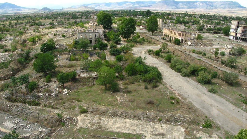 town Akna /former Agdam/ ruined by azerbaijan barbarian during war, Republic of Mountainous Karabagh. г, Акна /быв Агдам/ разрушенный азерскими варварами в ходе войны, НКР