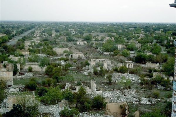 town Akna /former Agdam/ ruined by azerbaijan barbarian during war, Republic of Mountainous Karabagh. г, Акна /быв Агдам/ разрушенный азерскими варварами в ходе войны, НКР