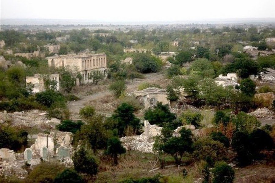 town Akna /former Agdam/ ruined by azerbaijan barbarian during war, Republic of Mountainous Karabagh. г, Акна /быв Агдам/ разрушенный азерскими варварами в ходе войны, НКР